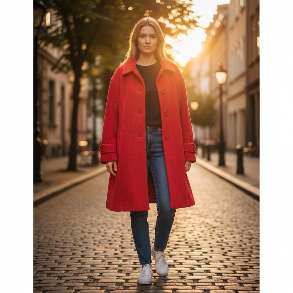 Womans Roamans Fleece Coat‎ XL Red Button Front Soft